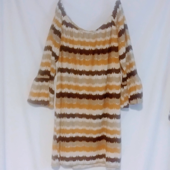 Off The ShoulderTaupe Mustard Dress - Picture 10 of 10